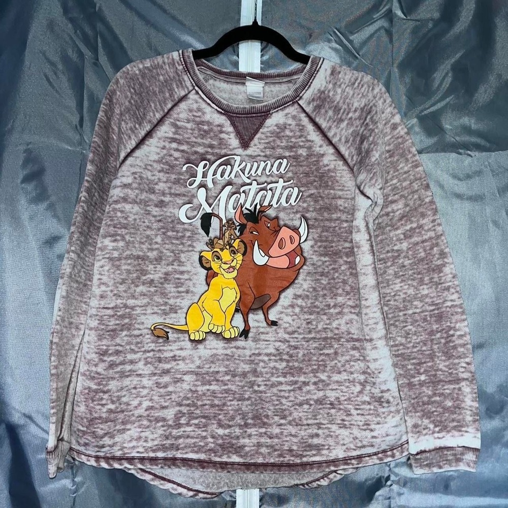 Disney The Lion King Hakuna Matata Burnout Sweatshirt Mauve Purple Medium